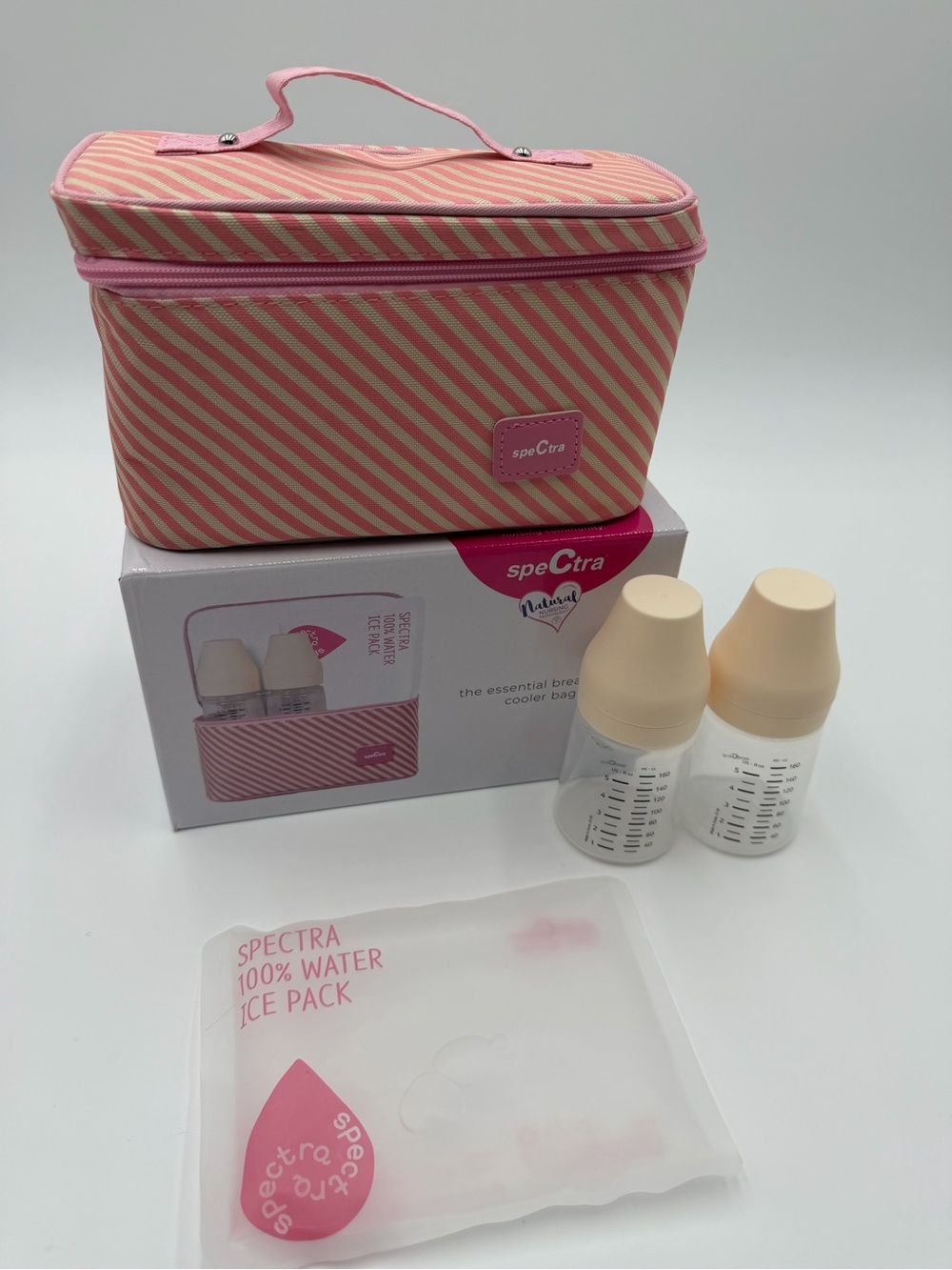 NIB Spectra Pink Cooler Kit designed for storing and transporting breast milk